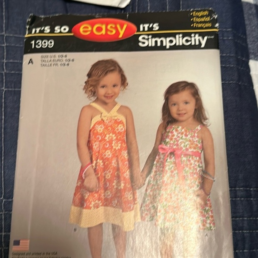 Simplicity Little girls sewing pattern 1399, Easy to sew
